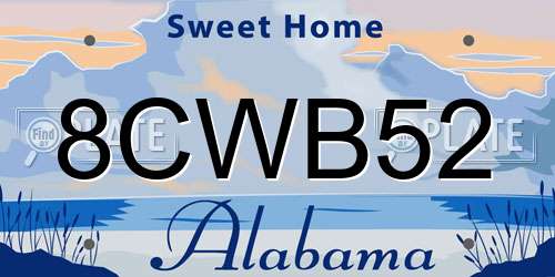 8CWB52 Alabama License Plate