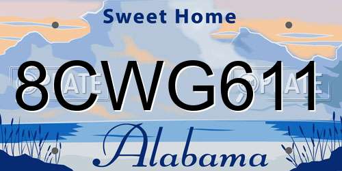 8CWG611 Alabama License Plate
