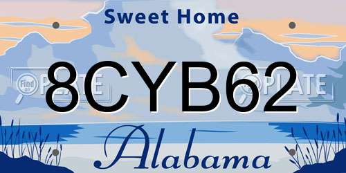 8CYB62 Alabama License Plate