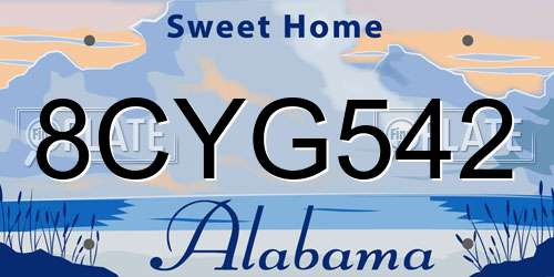 8CYG542 Alabama License Plate