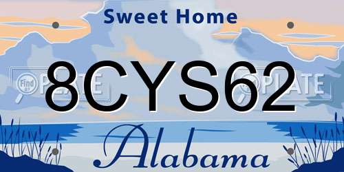 8CYS62 Alabama License Plate