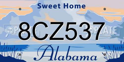 8CZ537 Alabama License Plate