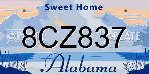 8CZ837 Alabama License Plate