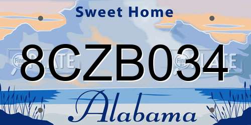8CZB034 Alabama License Plate