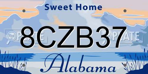 8CZB37 Alabama License Plate