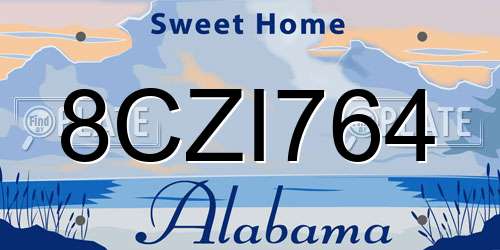 8CZI764 Alabama License Plate