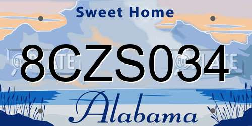 8CZS034 Alabama License Plate