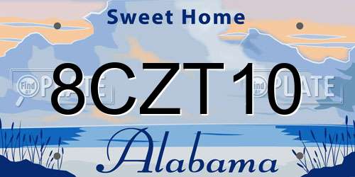8CZT10 Alabama License Plate