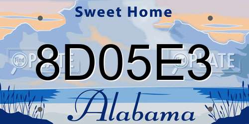 8D05E3 Alabama License Plate