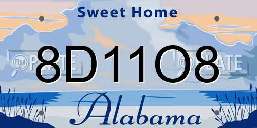 8D11O8 Alabama License Plate