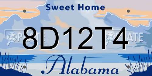 8D12T4 Alabama License Plate