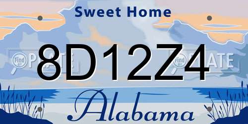 8D12Z4 Alabama License Plate