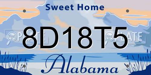 8D18T5 Alabama License Plate