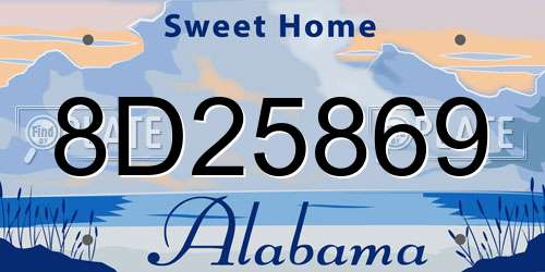 8D25869 Alabama License Plate