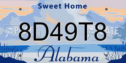 8D49T8 Alabama License Plate