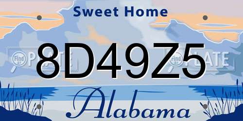 8D49Z5 Alabama License Plate