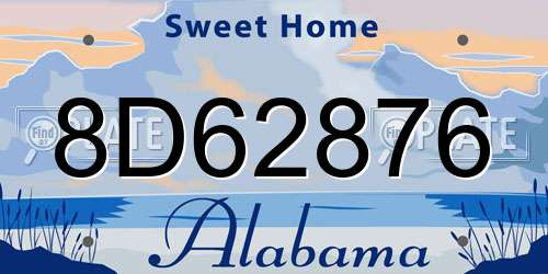 8D62876 Alabama License Plate