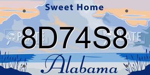 8D74S8 Alabama License Plate