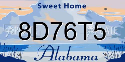8D76T5 Alabama License Plate