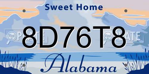 8D76T8 Alabama License Plate