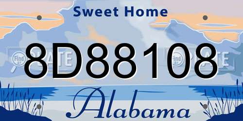 8D88108 Alabama License Plate