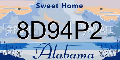 8D94P2 Alabama License Plate