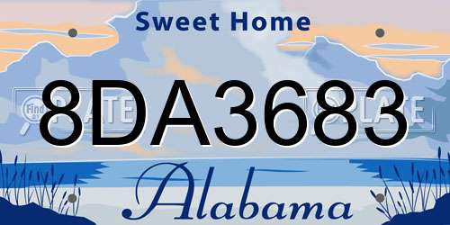 8DA3683 Alabama License Plate