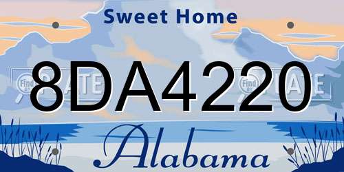 8DA4220 Alabama License Plate