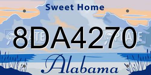 8DA4270 Alabama License Plate
