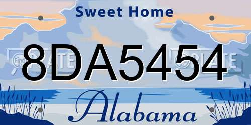 8DA5454 Alabama License Plate