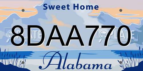 8DAA770 Alabama License Plate
