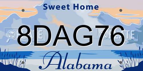 8DAG76 Alabama License Plate