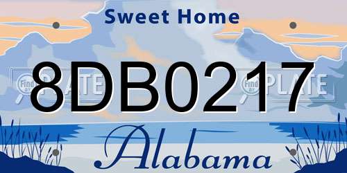 8DB0217 Alabama License Plate