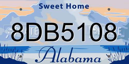 8DB5108 Alabama License Plate