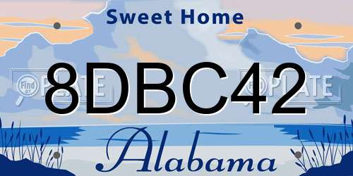 8DBC42 Alabama License Plate