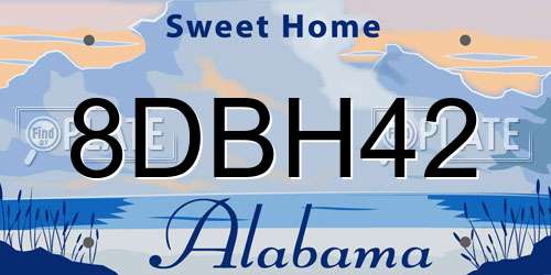8DBH42 Alabama License Plate