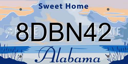 8DBN42 Alabama License Plate