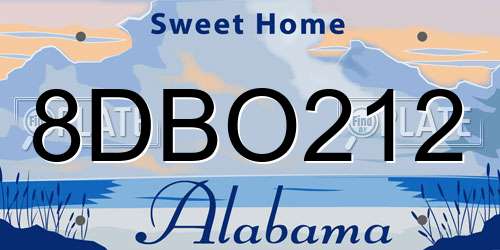 8DBO212 Alabama License Plate