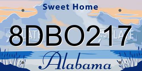 8DBO217 Alabama License Plate