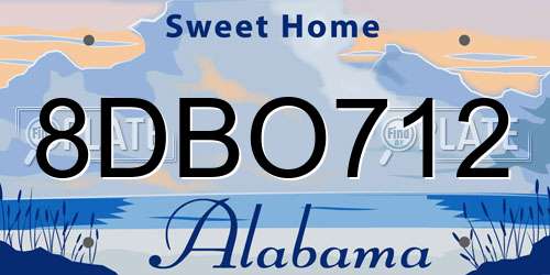 8DBO712 Alabama License Plate