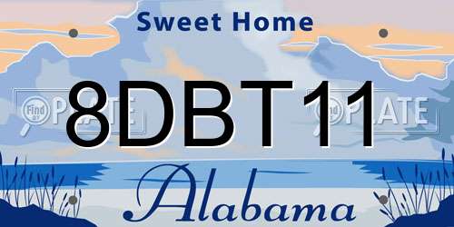 8DBT11 Alabama License Plate