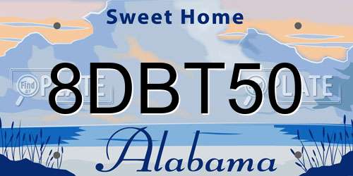 8DBT50 Alabama License Plate