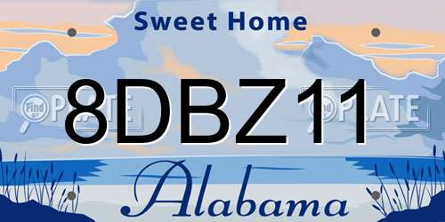 8DBZ11 Alabama License Plate