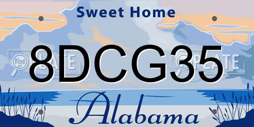 8DCG35 Alabama License Plate