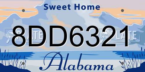 8DD6321 Alabama License Plate