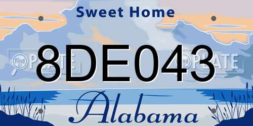 8DE043 Alabama License Plate