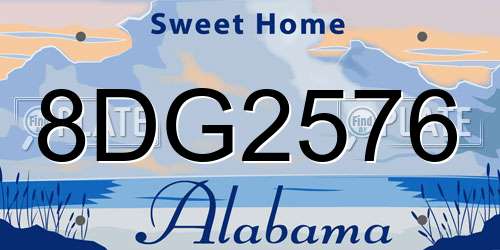 8DG2576 Alabama License Plate