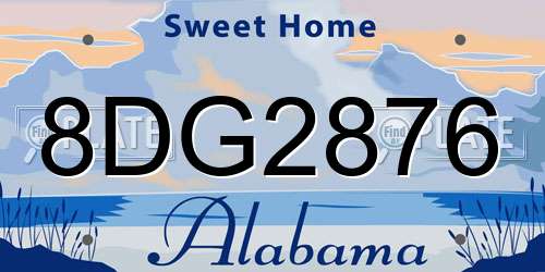 8DG2876 Alabama License Plate