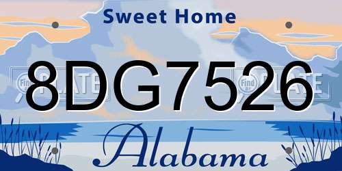 8DG7526 Alabama License Plate
