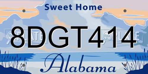 8DGT414 Alabama License Plate